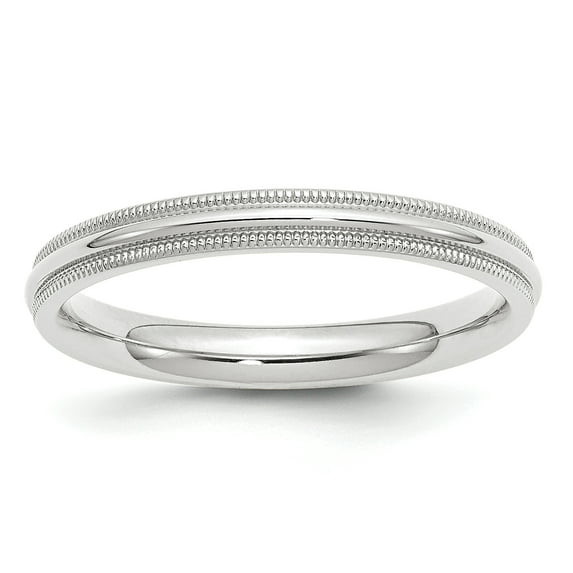 10k White Gold 3mm Milgrain Comfort Fit Band Size 8