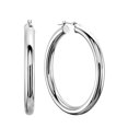 thumbnail image 1 of 10k White Gold 3mm Shiny Round Tube Hoop Earrings, Diameter 15mm, 1 of 3
