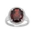 thumbnail image 1 of 10k White Gold 4.50ct Oval Garnet and Diamond Halo Ring, 1 of 5