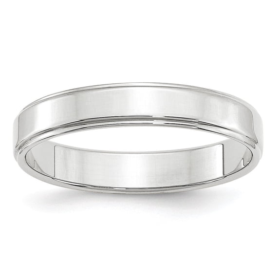 10k White Gold 4mm Flat with Step Edge Wedding Band Size 13