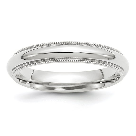 10k White Gold 4mm Milgrain Half Round Comfort Fit Wedding Band Size 7.5 1WMC040