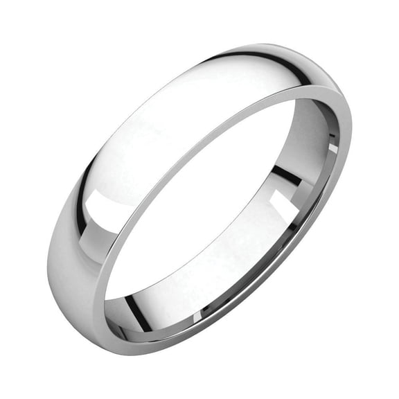 10k White Gold 4mm Polished Light Comfort Fit Band Ring - 4.3 Grams - Size 12