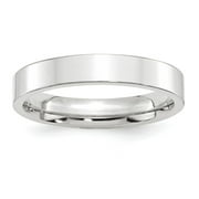 JEWELRYPOT 10k White Gold 4mm Standard Weight Flat Comfort Fit Wedding Band Size 5.5 Q1WFLC040-5.5