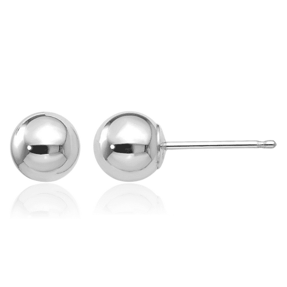 10K Solid White Gold 5mm Ball Stud Earrings