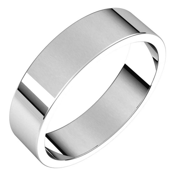 10k White Gold 5mm Flat Band Ring Size 9.5 Ring for Women and Men - 4.6 Grams