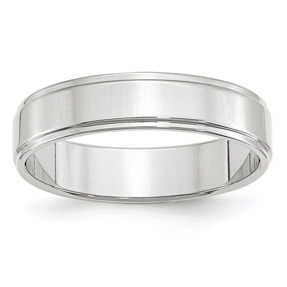 10k White Gold 5mm Flat with Step Edge Wedding Band Size 7.5 1WFLE050