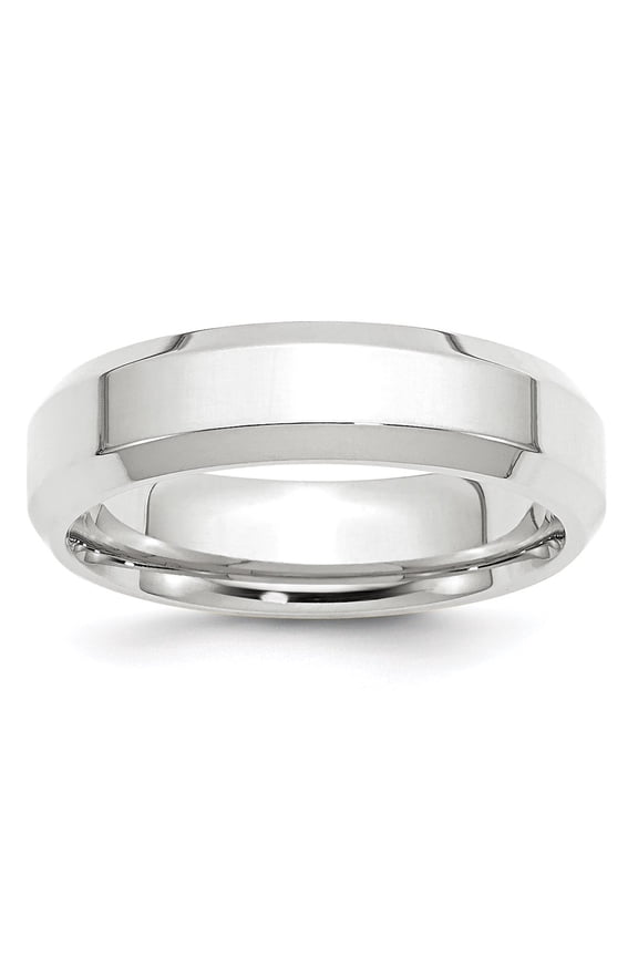 10k White Gold 6mm Bevel Edge Comfort Fit Bridal Engagement Wedding Band Ring Fine Jewelry For Women Gifts For Her, Size 9.5