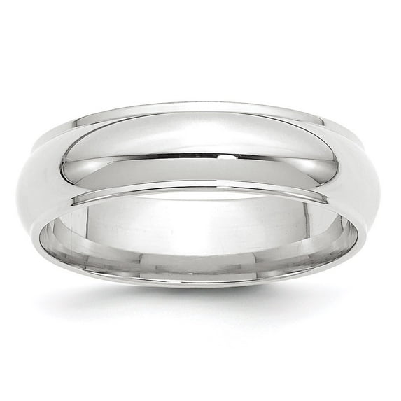 10k White Gold 6mm Half Round with Edge Wedding Band Size 6.5 1WHRE060