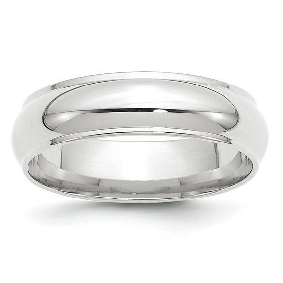 10k White Gold 6mm Half Round with Edge Wedding Band Size 8.5 1WHRE060
