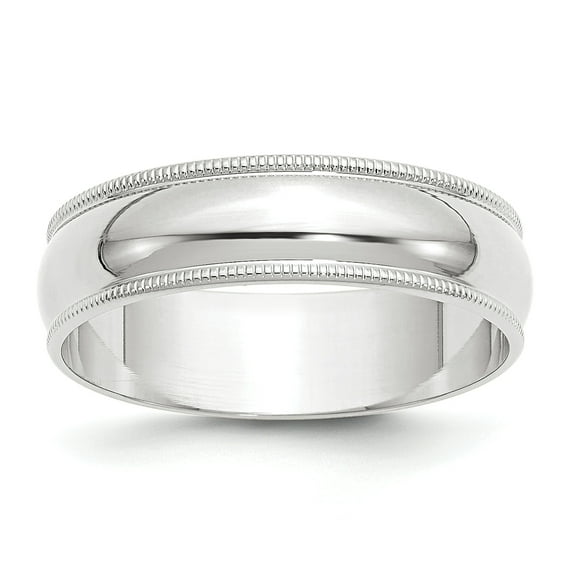 10k White Gold 6mm Lightweight Milgrain Half Round Band Size 5.5