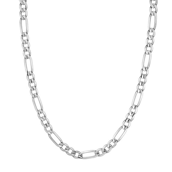 10k White Gold 7.3mm Light Concave Figaro Chain Necklace 22 Inch Chain Necklace for Women and Men