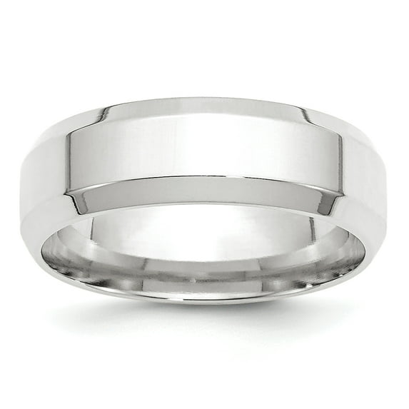 10k White Gold 7mm Bevel Edge Comfort Fit Band Size 5.5