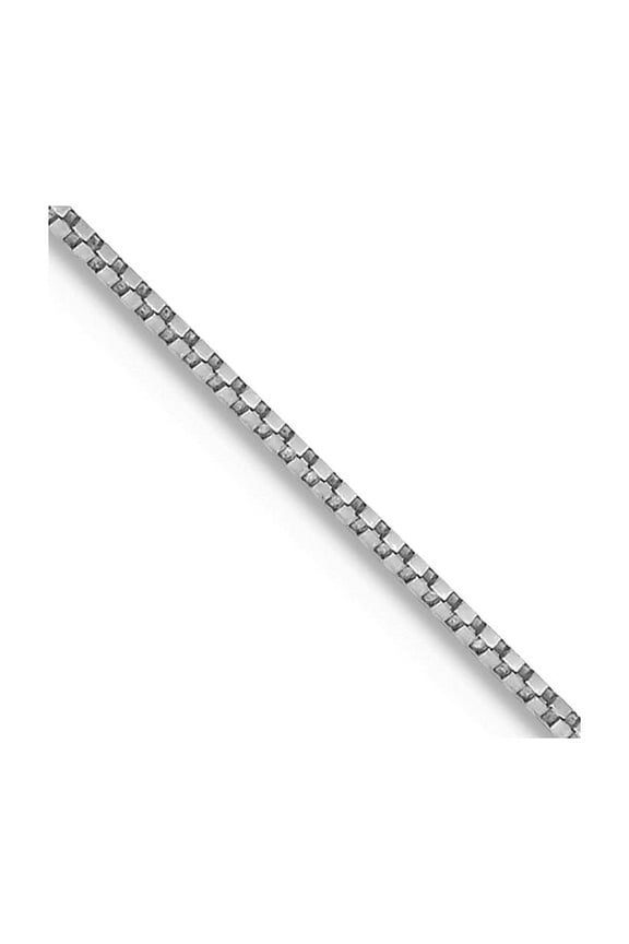 10K White Gold Solid Polished Spring-Ring .7mm Box Chain Necklace 16 Inch Chain Necklace for Women and Men