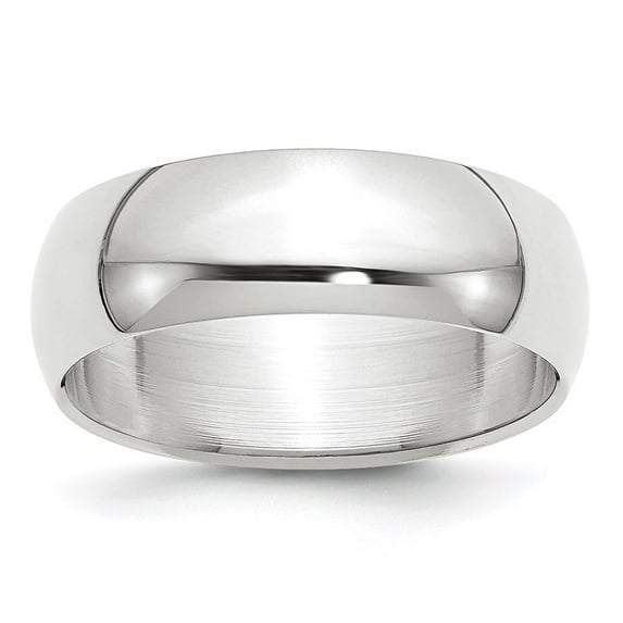 10k White Gold 7mm Half Round Wedding Band Size 5.5 1WHR070