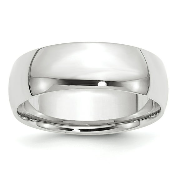 10k White Gold 7mm Lightweight Comfort Fit Band Size 6
