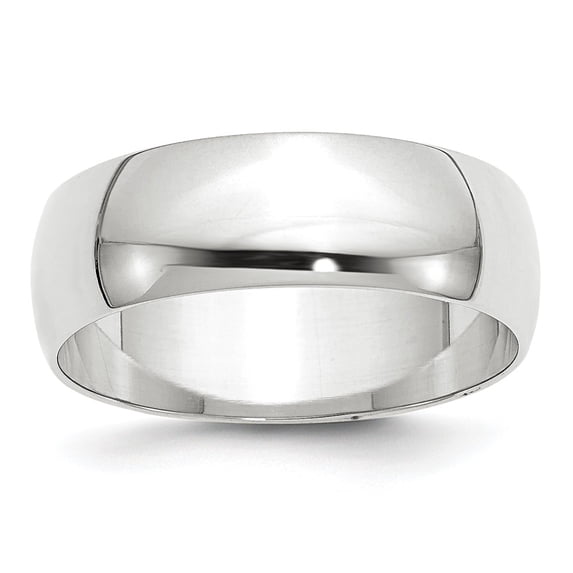 10k White Gold 7mm Lightweight Half Round Wedding Band Size 5