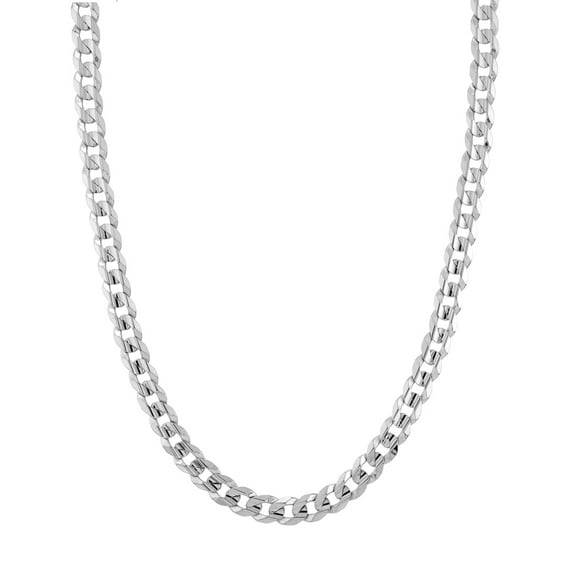 10k White Gold 8.5mm Comfort Curb Chain Necklace Lobster Claw Closure 24 Inch Chain Necklace for Women and Men