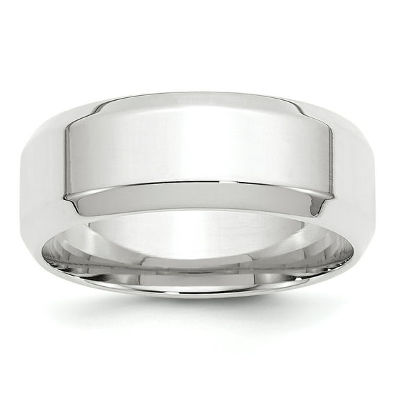 10k White Gold 8mm Bevel Edge Comfort Fit Band Size 12