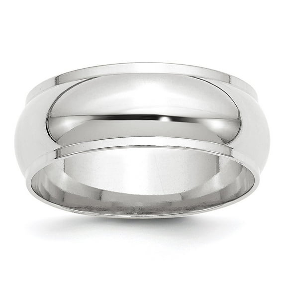 10k White Gold 8mm Half Round with Edge Wedding Band Size 4.5 1WHRE080