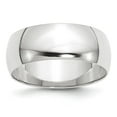 thumbnail image 1 of 10k White Gold 8mm Lightweight Half Round Wedding Band Size 13.5, 1 of 5