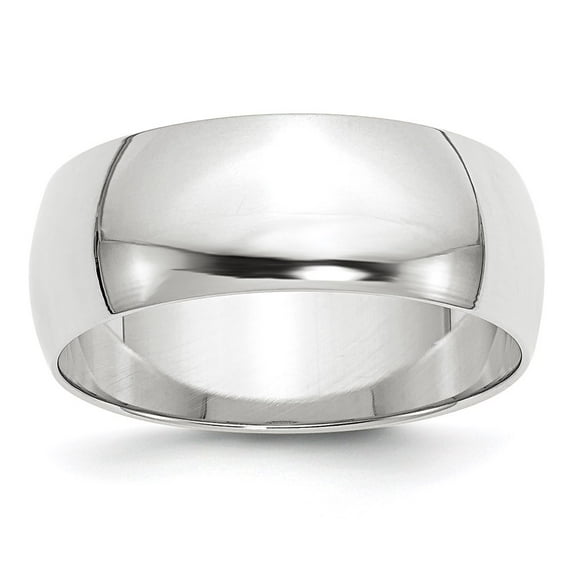 10k White Gold 8mm Lightweight Half Round Wedding Band Size 13.5
