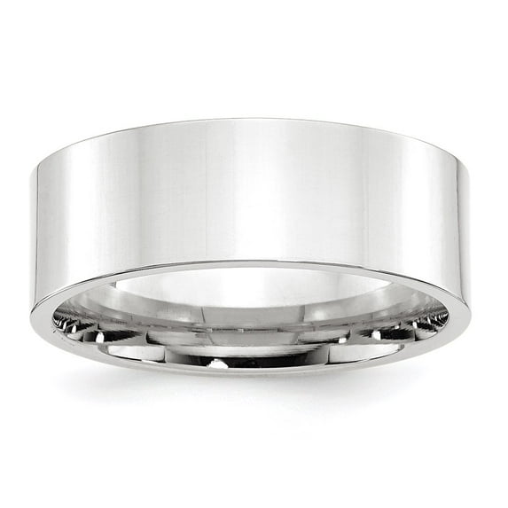 Primal Gold 10 Karat White Gold 8mm Standard Flat Comfort Fit Band Size 9.5