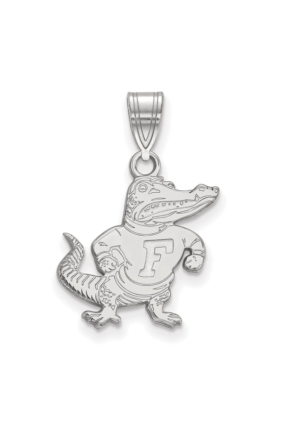 10k White Gold Alligator Pendant with Letter F Shirt, Unisex University of Florida Mascot Jewelry for Fans, College Sports Necklace for Game Day and Team Spirit