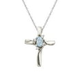 thumbnail image 1 of 10k White Gold Aquamarine and Diamond Cross Pendant, 1 of 1