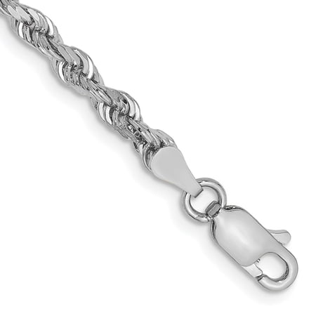 10k White Gold Bracelet Chain Styles Rope 3.35 mm 7 in D/C Quadruple