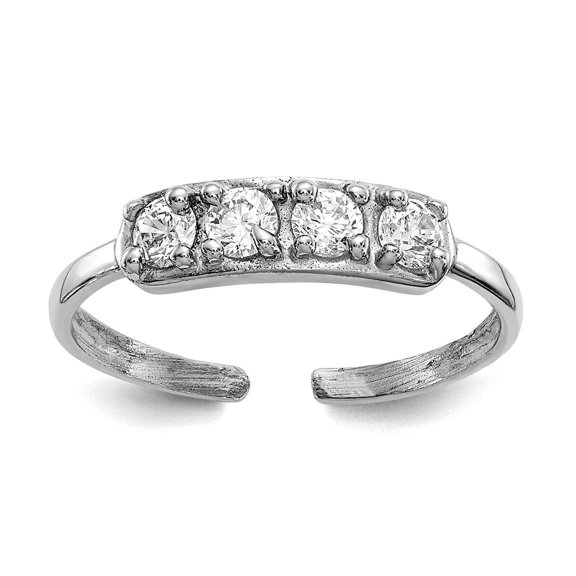 10k White Gold Cubic Zirconia toe ring 1mm Wide toe ring for Women - 1.0 Grams