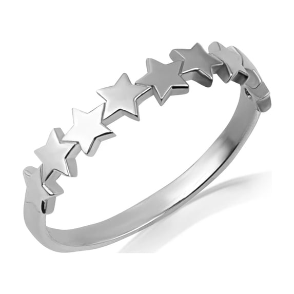 10k White Gold Celestial Star Cluster Band Ring (Size 5.5)