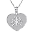 thumbnail image 1 of 10k White Gold Christian Symbol Chi Rho Heart Pendant / Necklace (22 Inches), 1 of 5