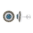 thumbnail image 1 of AFFY 10k White Gold Circle Stud Earrings With Round Cut White, Blue & Champagne Natural Diamond, 1 of 1