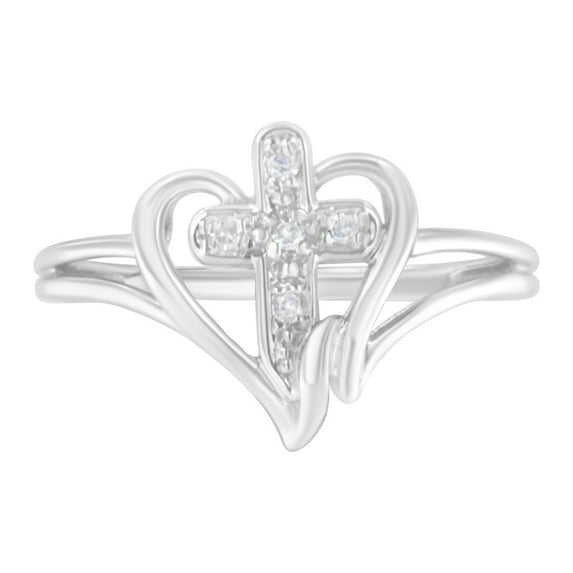 10k White Gold Cross 1/25ct TDW Diamond Ring (H-I, I1-I2)