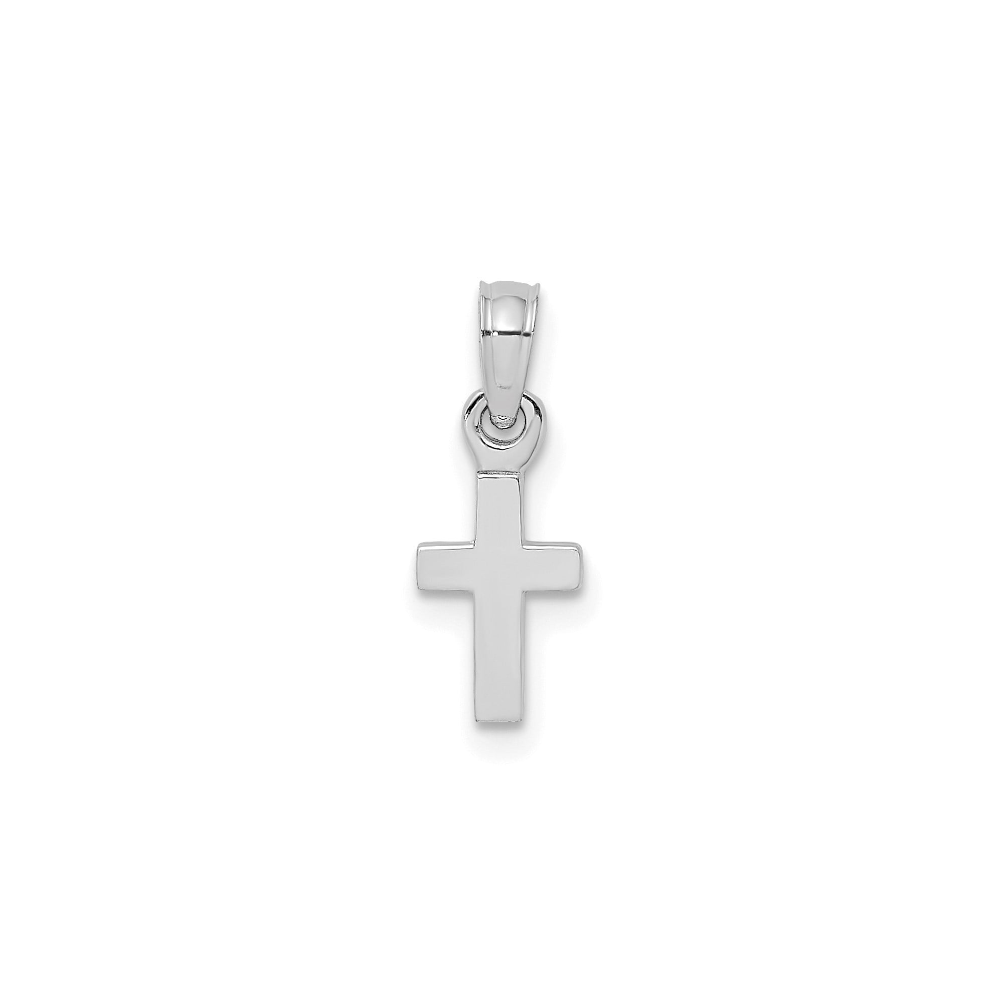 10k White Gold Polished Religious Faith Cross Pendant Necklace Jewelry Gifts for Women : Religious Jewelry Polished 10k White Gold Guardian