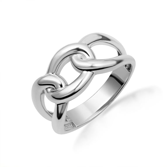 10k White Gold Cuban Chain Link Band Ring (Size 11.75)
