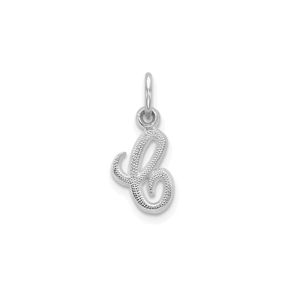 10k White Gold Cursive Initial L Pendant for Women, Textured Script Letter Charm for Chain or Bracelet, Elegant Minimalist Monogram Jewelry for Everyday Wear