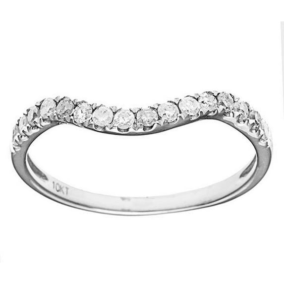 10k White Gold Curved Diamond Wedding Band (1/5 cttw, I-J Color, I2-I3 Clarity)