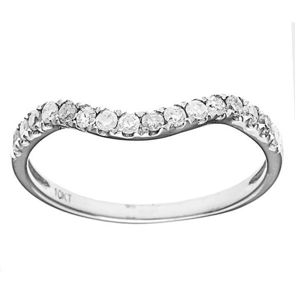 10k White Gold Curved Diamond Wedding Band (1/5 cttw, I-J Color, I2-I3 Clarity)