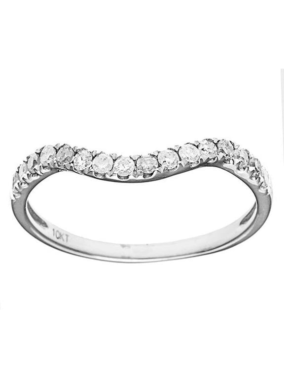 10k White Gold Curved Diamond Wedding Band (1/5 cttw, I-J Color, I2-I3 Clarity)