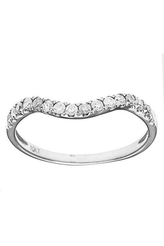 10k White Gold Curved Diamond Wedding Band (1/5 cttw, I-J Color, I2-I3 Clarity)