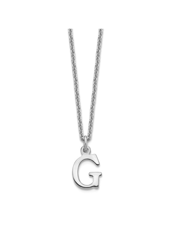 10k White Gold Cutout Letter G Initial Necklace Pendant Necklace for Women - .2 Grams