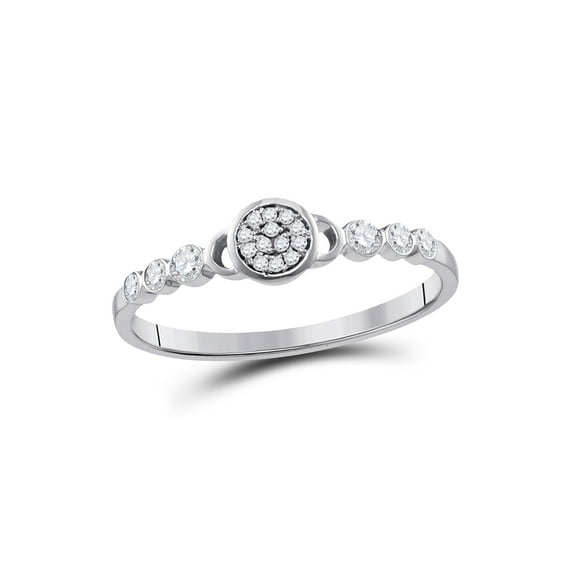 10k White Gold Diamond Cluster Stackable Band Ring 1/6 Cttw