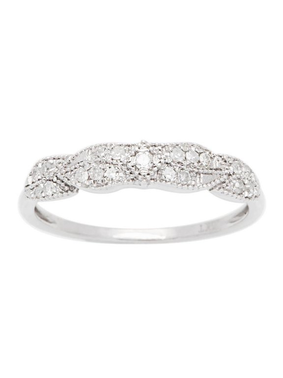 10k White Gold Diamond Vintage Style Anniversary Ring (1/7 cttw, I-J Color, I2-I3 Clarity)
