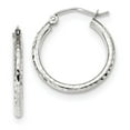 thumbnail image 1 of 10k White Gold Diamond-cut 2mm Round Tube Hoop Earrings, 1 of 2