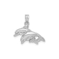 thumbnail image 1 of 10k White Gold Dolphin Pendant for Women or Unisex, Leaping Ocean Dolphins Necklace, Nautical Animal Charm, Marine Life Jewelry, Beach Style Symbol of Harmony and Freedom, 1 of 4
