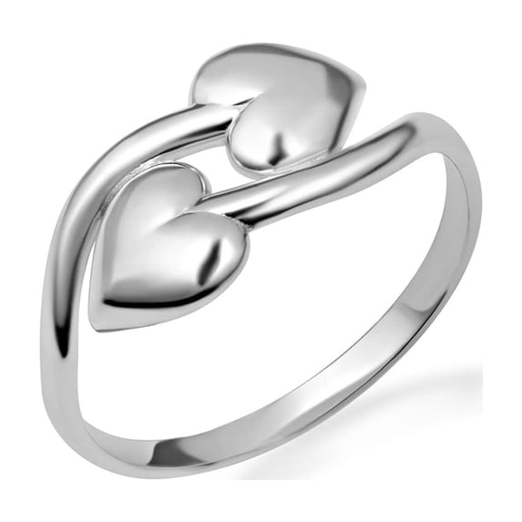 10k White Gold Double Heart Love Band Ring (Size 8.75)