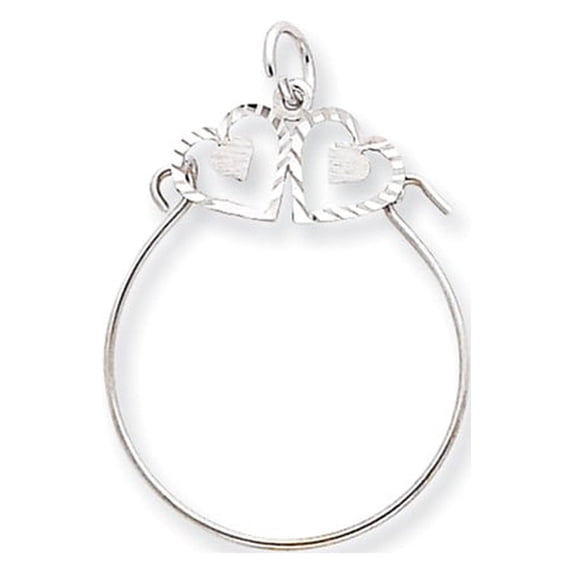 10k White Gold Double Hearts on Top Holder for Charm