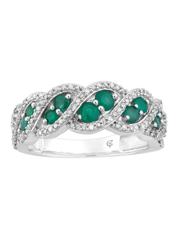 10k White Gold Emerald & 1/3 Carat T.W. Diamond Ring