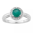 thumbnail image 1 of 10k White Gold Emerald & 1/8 Carat T.W. Diamond Halo Ring, 1 of 3